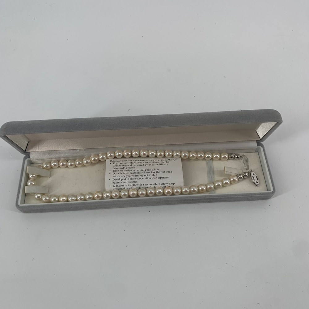 Nikken Magnetic Pearl Necklace 17" Faux Pearl in Box